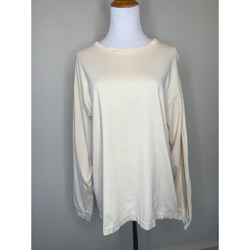Vintage Eddie Bauer Cream Oversized T Shirt Sz Large Cotton